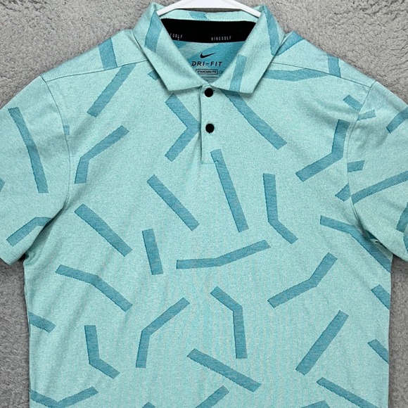 Nike Golf Men Performance Polo Shirt Medium Aqua Teal Short Sleeve Rugby Dri-Fit